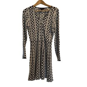 Dress By Inc  Inter. Concepts Blk&White Diamond Pattern Zip Front Stretch  Sz L
